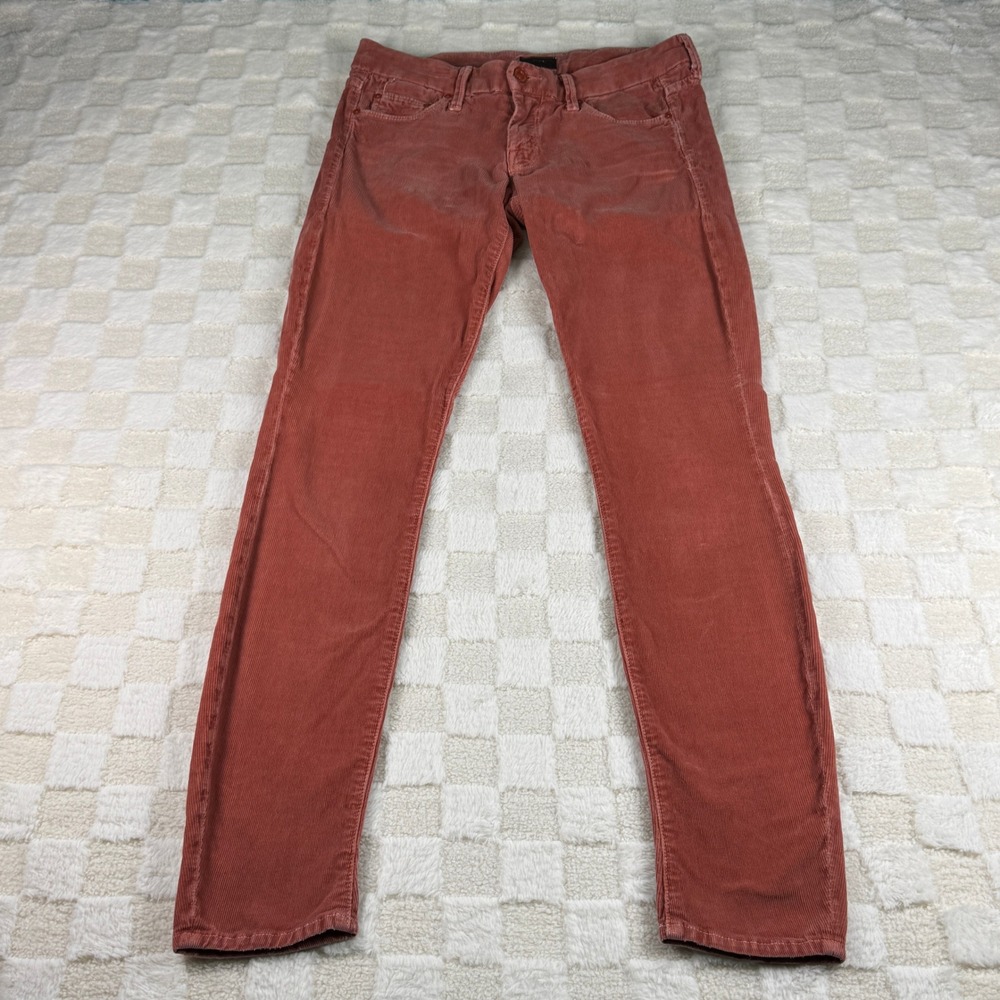 Mother Corduroy Skinny Leg Mid Rise Jeans Women's‎ Red Orange Casual Everyday